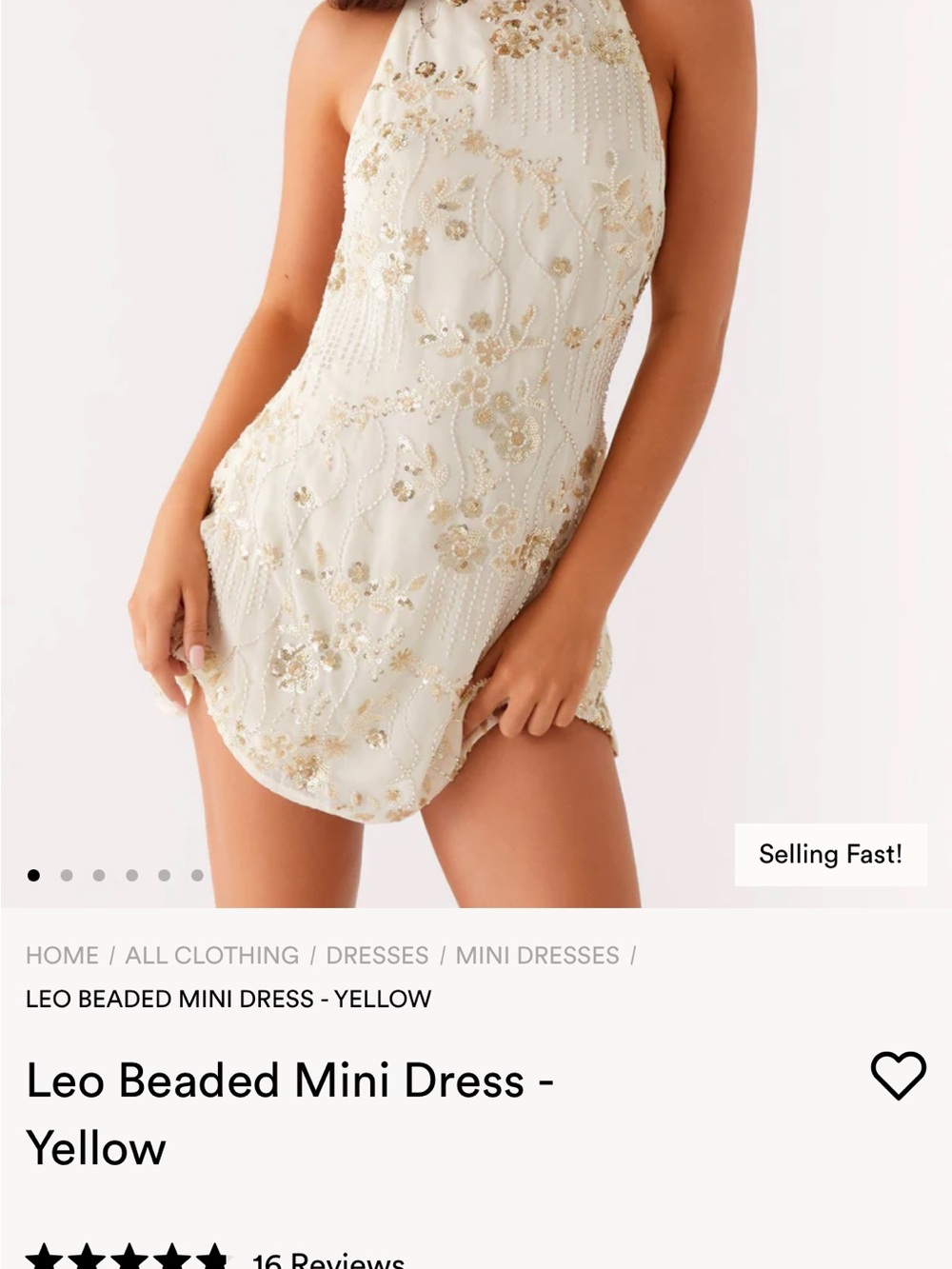 Peppermayo Ivory Halter Mini Dress with Gold Embellishment - Picture 2 of 6
